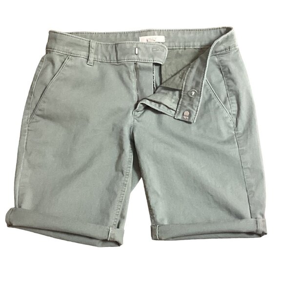 LOFT Marisa Bermuda Roll Up 4-Pocket Shorts Cotton Spandex Sz 2 Green 95L - Picture 2 of 5